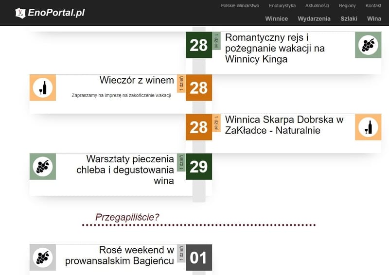 Strona Enoportal Kalendarium