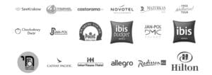 Logotypy firm i organizacji, które korzystały z usług BikeTrip